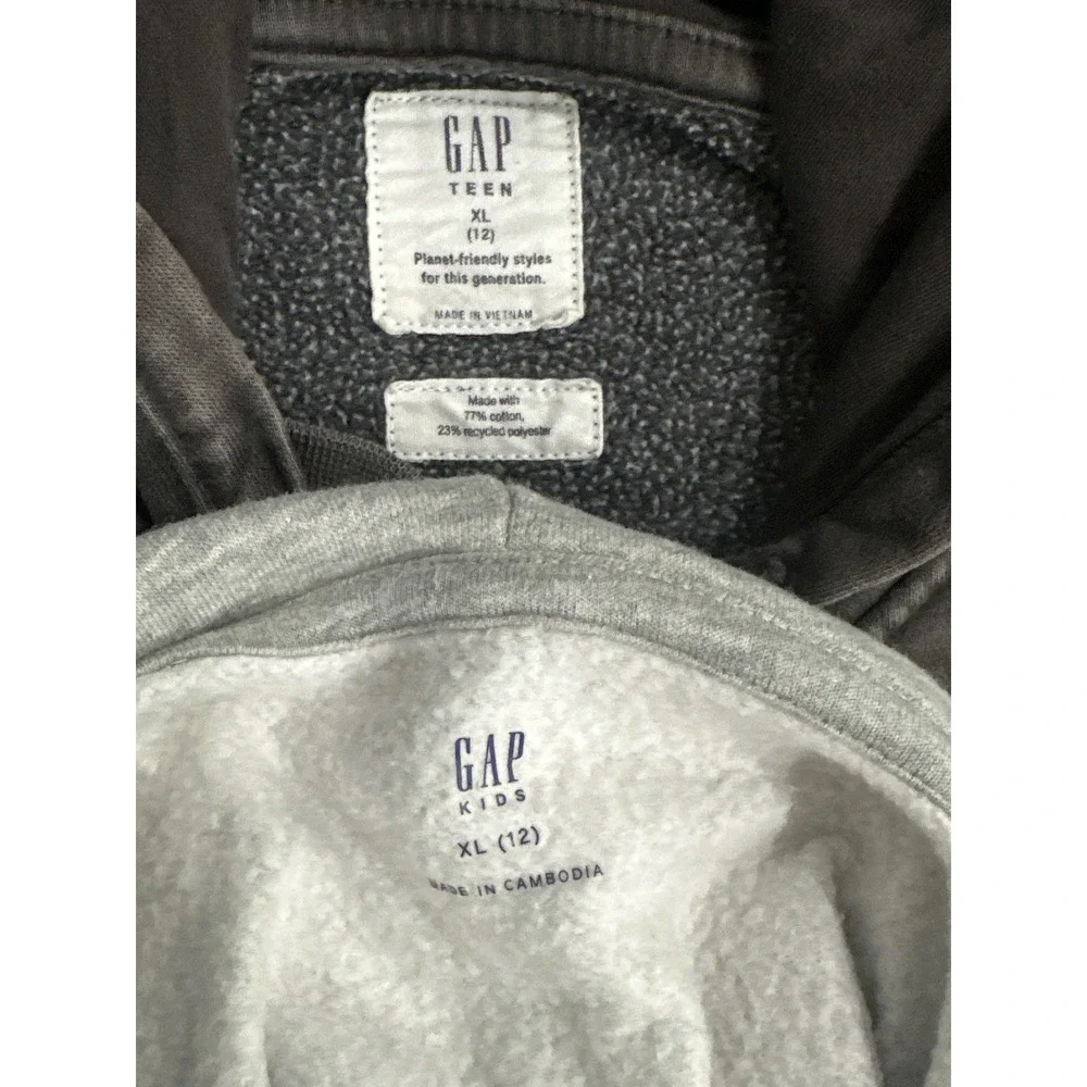 Gap Hoodie‎ Bundle Kids Size 12 Gray Black Pullover Fleece Sweatshirts